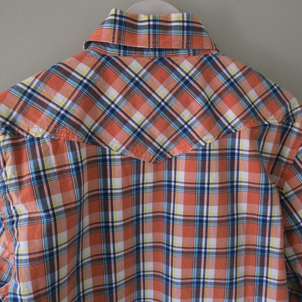 NWT Campus Crew M Deadstock Vintage Y2K Western Madras Plaid Pearl Snap Shirt - Picture 13 of 15